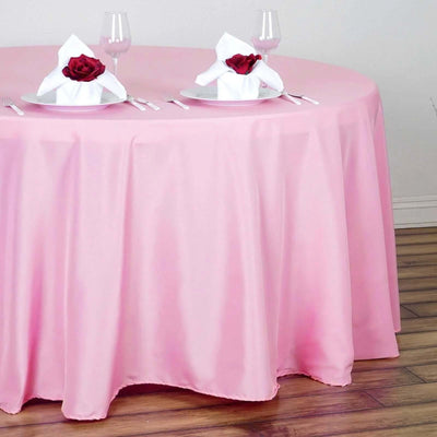Polyester Round Tablecloth 132" Pink - Seamless Finish Table Cover