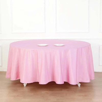 Polyester Round Tablecloth 120" Pink - Durable & Seamless Table Cover