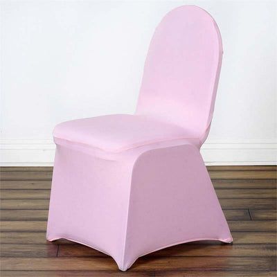 Spandex Stretch Fitted Banquet Chair Cover 160GSM Pink - Durable Slip-On Slipcover