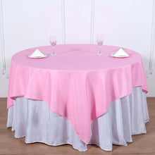 Pink 70 Inch Square Polyester Table Overlay