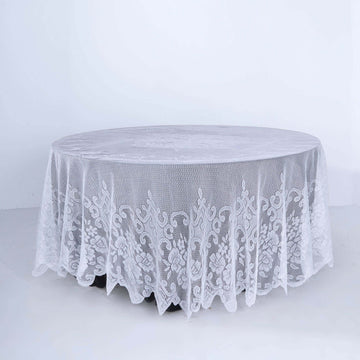 Premium Lace White Round Seamless Tablecloth 108"