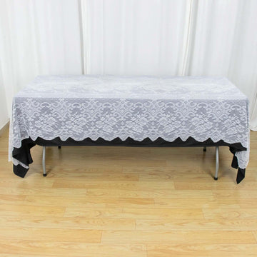 Premium Lace White Seamless Rectangular Oblong Tablecloth 60"x108"