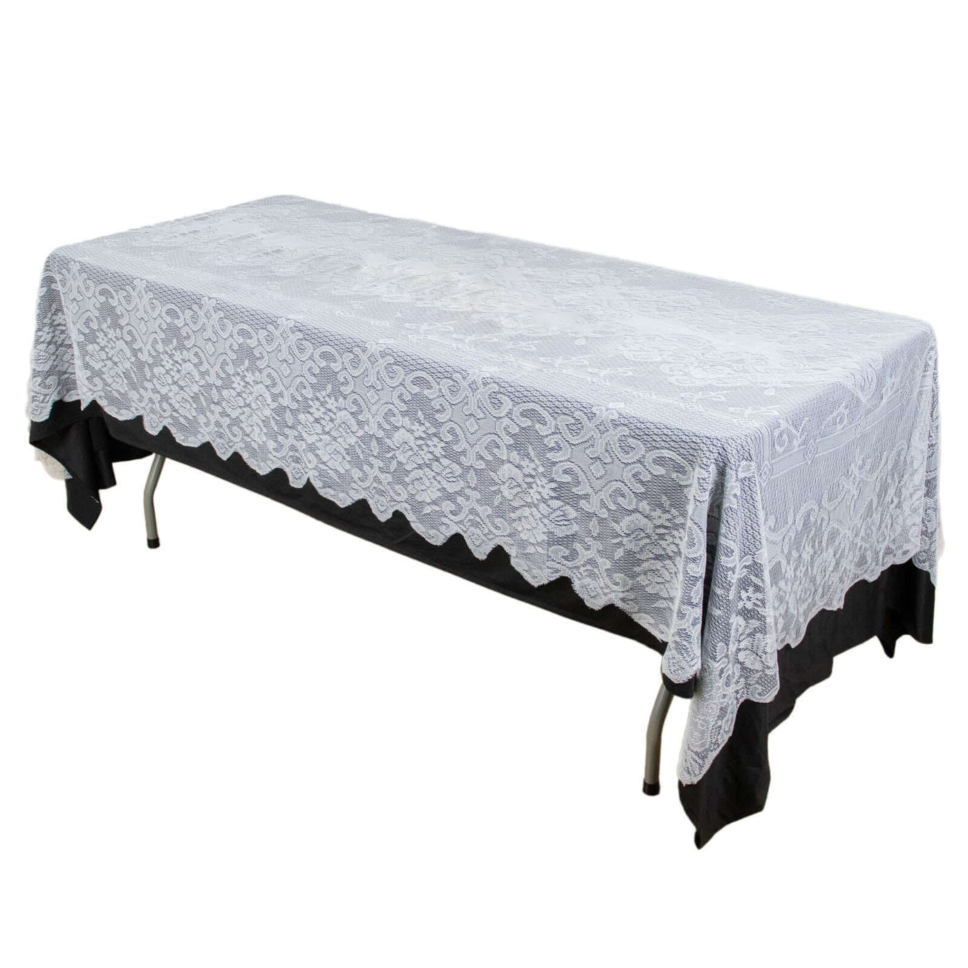 Premium White Lace Rectangular Tablecloth 60x126 In | eFavormart.com