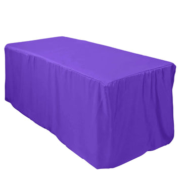 Purple Fitted Polyester Rectangular Table Cover 6ft