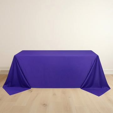Purple Premium Scuba Rectangular Tablecloth, Wrinkle Free Polyester Seamless Tablecloth - 90"x132" for 6 Foot Table With Floor-Length Drop