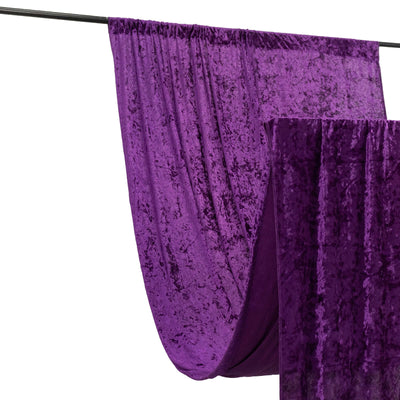 Crushed Velvet Backdrop Curtain – Purple 5ft x 12ft Event Drape with Rod Pocket, Privacy Panel for Photo Booths & Events