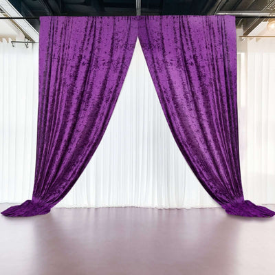 Crushed Velvet Backdrop Curtain – Purple 5ft x 12ft Event Drape with Rod Pocket, Privacy Panel for Photo Booths & Events