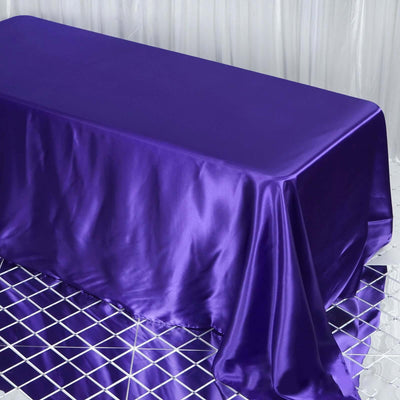 Satin Rectangular Tablecloth 90"x132" Purple - Seamless Table Cover