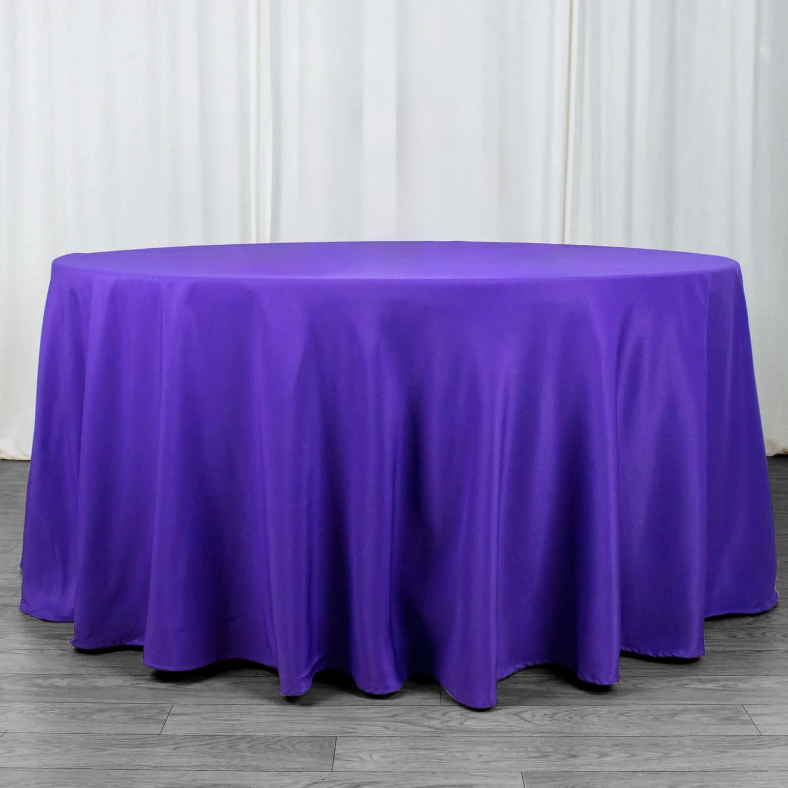 Premium Purple Polyester Round Tablecloth 120 In | EFavormart.com