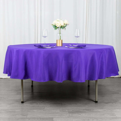 Premium Polyester Round Tablecloth 90" Purple - 220GSM Wrinkle-Resistant & Durable Table Cover