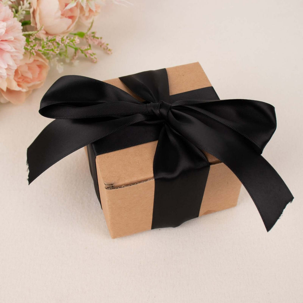 50 Yards Black Single Face Satin Ribbon | eFavormart.com