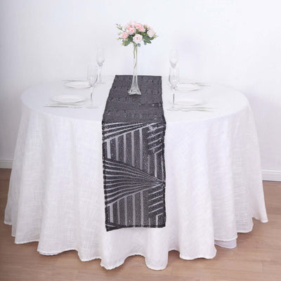 Sequin Table Runner 12"x108" Black - Diamond Glitz Table Decor
