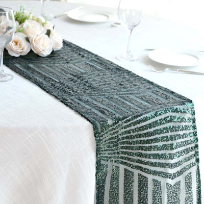 Sequin Table Runner 12"x108" Hunter Emerald Green - Diamond Glitz Table Decor