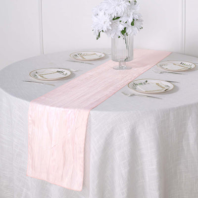 Taffeta Table Runner 12"x108" Blush - Accordion Crinkle Table Linen