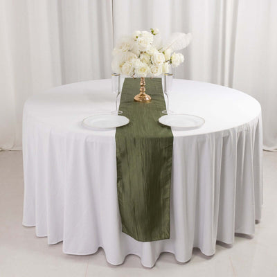 Taffeta Table Runner 12"x108" Dusty Sage Green - Accordion Crinkle Table Linen