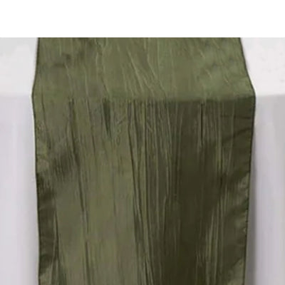 Taffeta Table Runner 12"x108" Dusty Sage Green - Accordion Crinkle Table Linen
