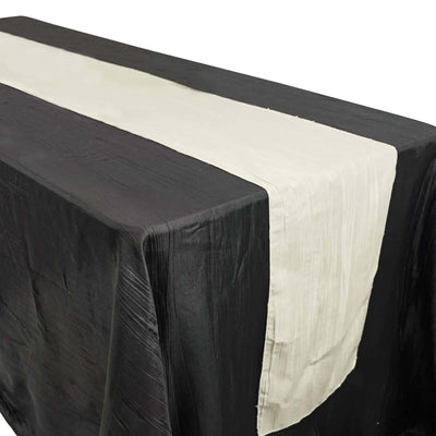 Taffeta Table Runner 12"x108" Ivory - Accordion Crinkle Table Linen