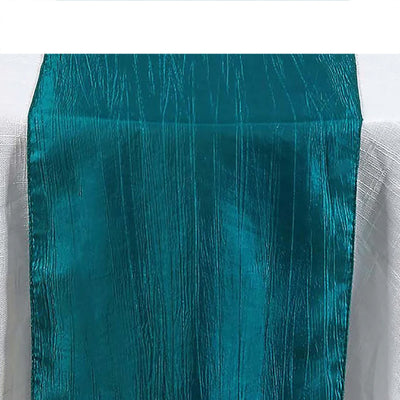 Taffeta Table Runner 12"x108" Teal - Accordion Crinkle Table Linen