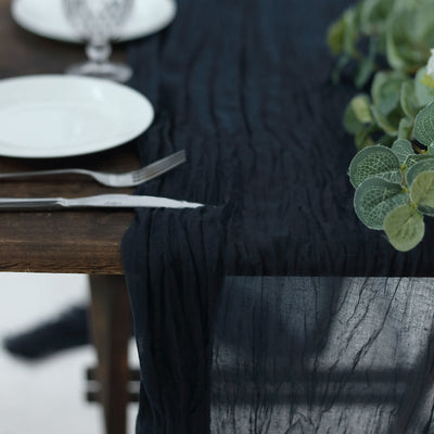 Gauze Cheesecloth Table Runner 10ft Navy Blue - Rustic Boho Table Linen