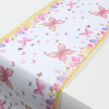 <span style="background-color:transparent;color:#111111;">Durable White Pink Butterfly Floral Table Runner</span>