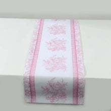 5 Pack White Pink Floral Pattern Non-Woven Table Runner with Ornate Borders