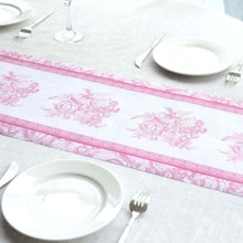 5 Pack White Pink Floral Pattern Non-Woven Table Runner with Ornate Borders