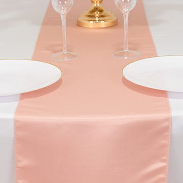 <h3 style="margin-left:0px;"><span style="background-color:transparent;color:#111111;">Stunning Dusty Rose Seamless Lamour Satin Table Runner 12"x108"</span>