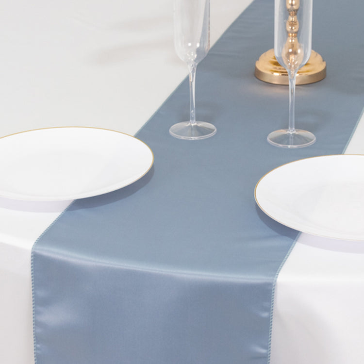 Dusty Blue Lamour Satin Table Runner - 12x108inch