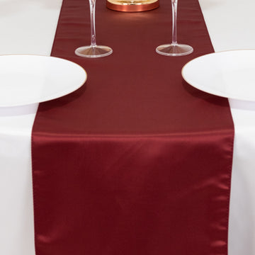 <h3 style="margin-left:0px;"><span style="background-color:transparent;color:#111111;">Stunning Burgundy Seamless Lamour Satin Table Runner 12"x108"</span>