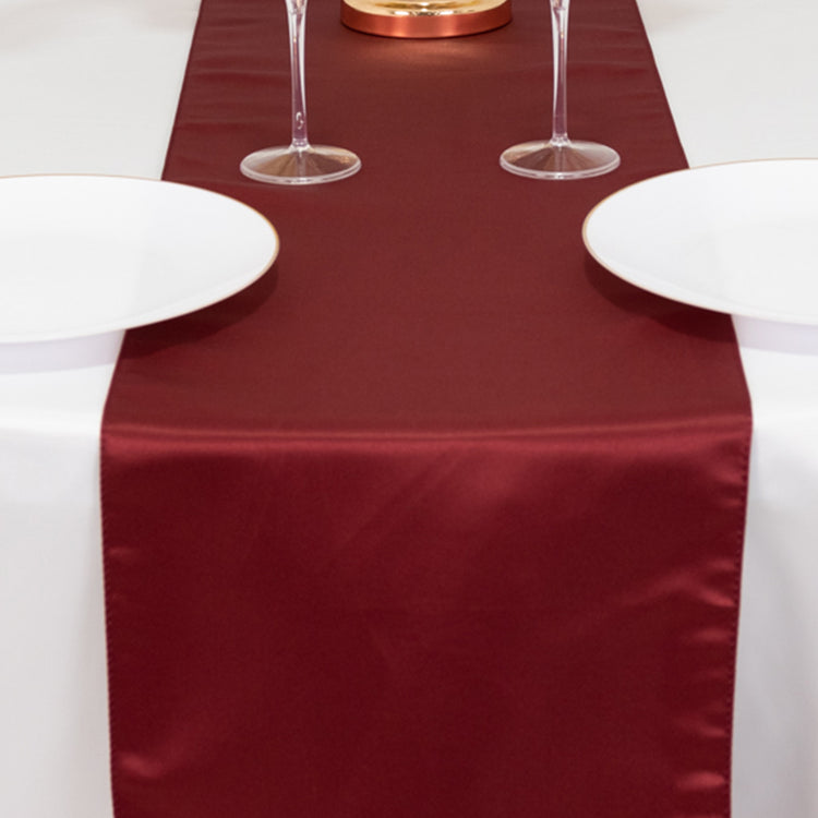 Burgundy Lamour Satin Table Runner - 12x108inch