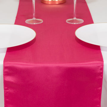 <h3 style="margin-left:0px;"><span style="background-color:transparent;color:#111111;">Stunning Fuchsia Seamless Lamour Satin Table Runner 12"x108"</span>