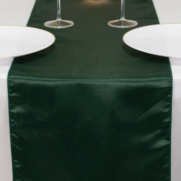 <h3 style="margin-left:0px;"><span style="background-color:transparent;color:#111111;">Stunning Hunter Emerald Green Seamless Lamour Satin Table Runner 12"x108"</span>