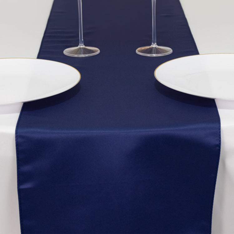 Navy Blue Lamour Satin Table Runner - 12x108inch