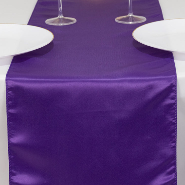 Purple Lamour Satin Table Runner - 12x108inch