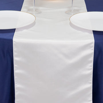 <h3 style="margin-left:0px;"><span style="background-color:transparent;color:#111111;">Stunning White Seamless Lamour Satin Table Runner 12"x108"</span>