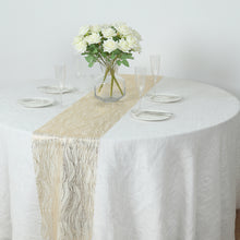 5 Pack Gold Mesh Organza Table Runners with Gold Foil Water Wave Pattern