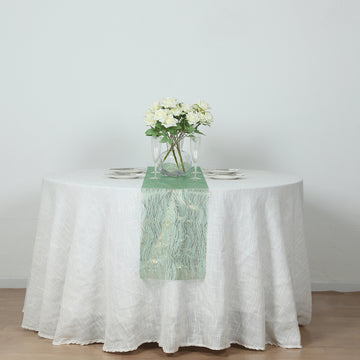 <span style="background-color:transparent;color:#000000;">Luxurious Hunter Green Mesh Organza Table Runner with a Touch of Gold Glamour</span>