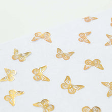 5 Pack White Sheer Organza Table Runners with Metallic Gold Foil Butterfly Motifs