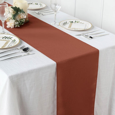 Polyester Table Runner 12"x108" Terracotta (Rust) - Wrinkle-Resistant & Durable Table Decor