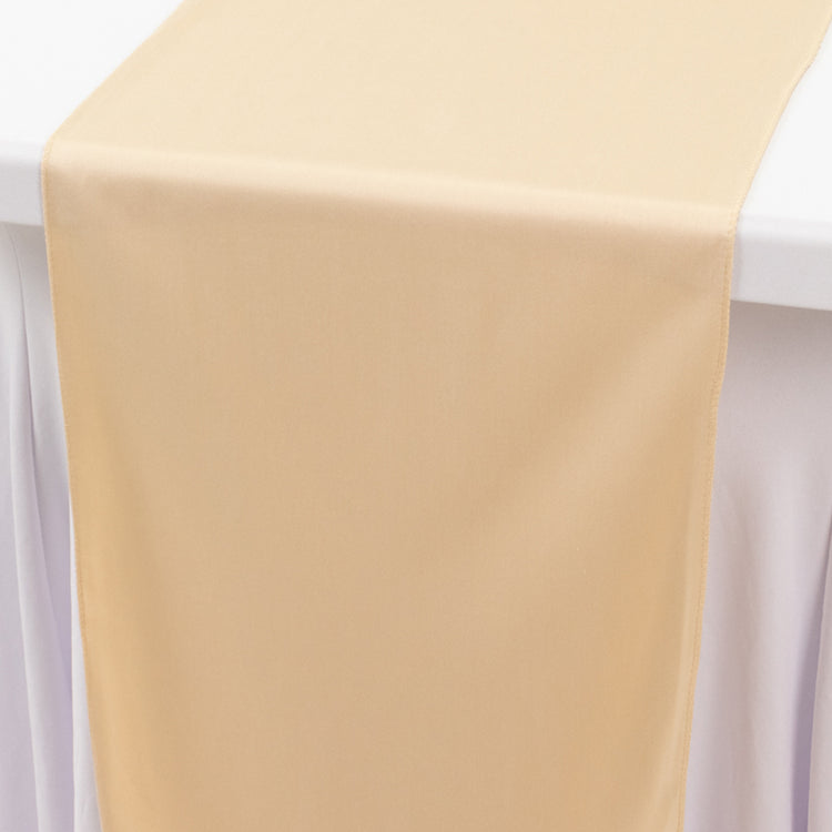 Beige Premium Scuba Polyester Table Runner, Wrinkle Free Table Linen