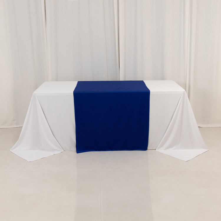 Royal Blue Premium Scuba Polyester Wide Table Runner, Wrinkle Free Trade Show Table Runner