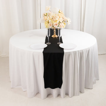 <span style="background-color:transparent;color:#000000;">Elegance in Every Detail with Our Black Scuba Polyester Table Runner</span>