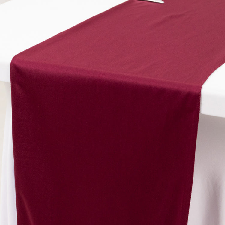 Burgundy Premium Scuba Polyester Table Runner, Wrinkle Free Table Linen