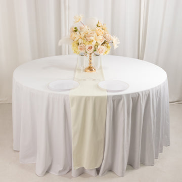 <span style="background-color:transparent;color:#000000;">Elegance in Every Detail with Our Ivory Scuba Polyester Table Runner</span>