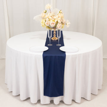 <span style="background-color:transparent;color:#000000;">Elegance in Every Detail with Our Navy Blue Scuba Polyester Table Runner</span>