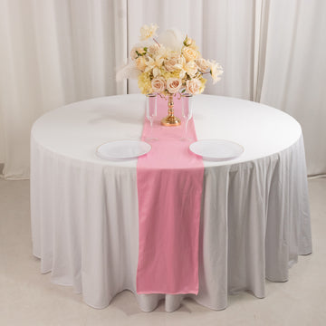 <span style="background-color:transparent;color:#000000;">Elegance in Every Detail with Our Pink Scuba Polyester Table Runner</span>