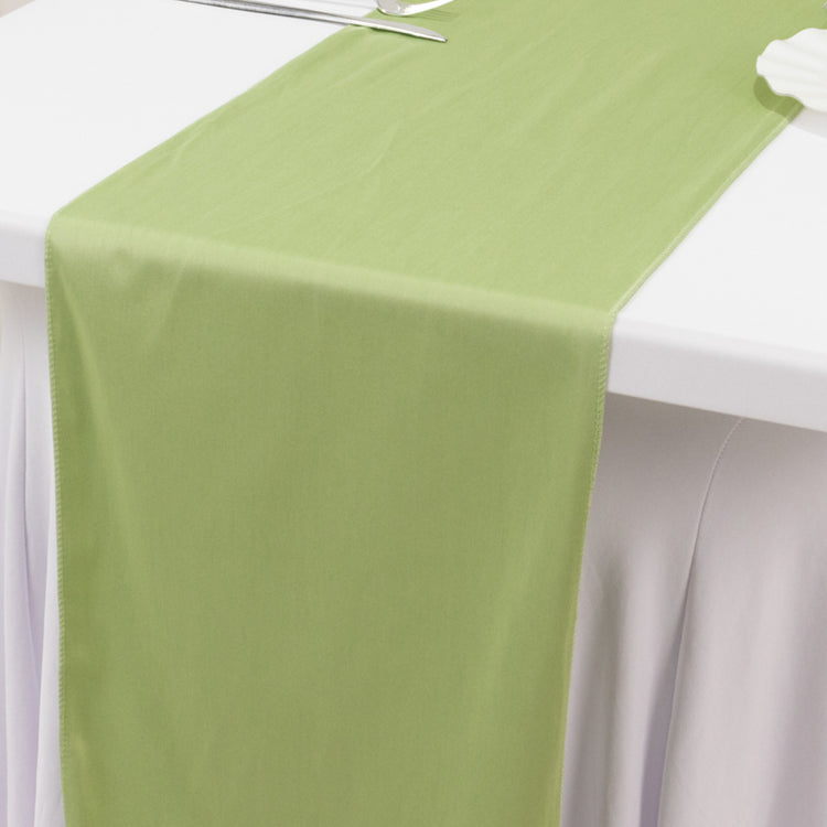 Sage Green Premium Scuba Polyester Table Runner, Wrinkle Free Table Linen