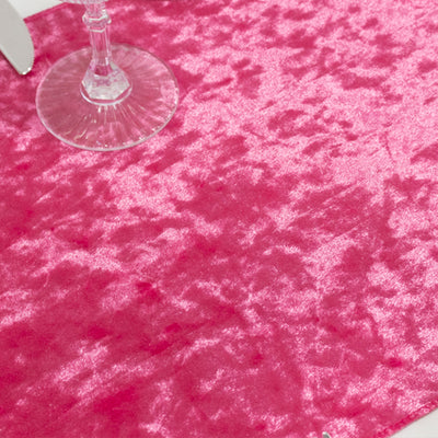 Premium Crushed Velvet Table Runner 12"x108" Fuchsia - Soft & Classy Table Linen
