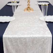 White Premium Crushed Velvet Table Runner 190GSM