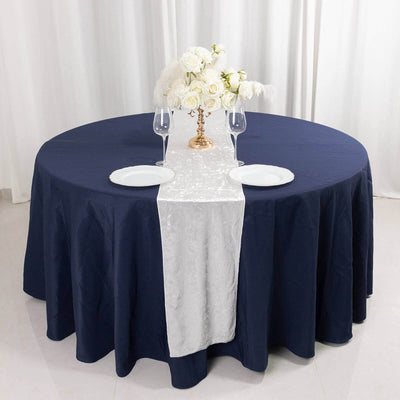 Premium Crushed Velvet Table Runner 12"x108" White - Soft & Classy Table Linen for Events